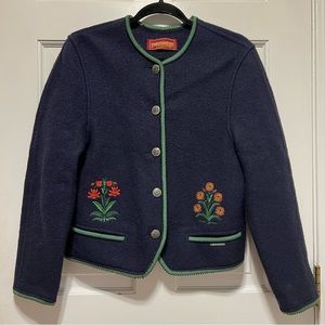 GEIGER Collections Vintage 90s Austrian Wool Cardigan Flower Print Size 36 Rare